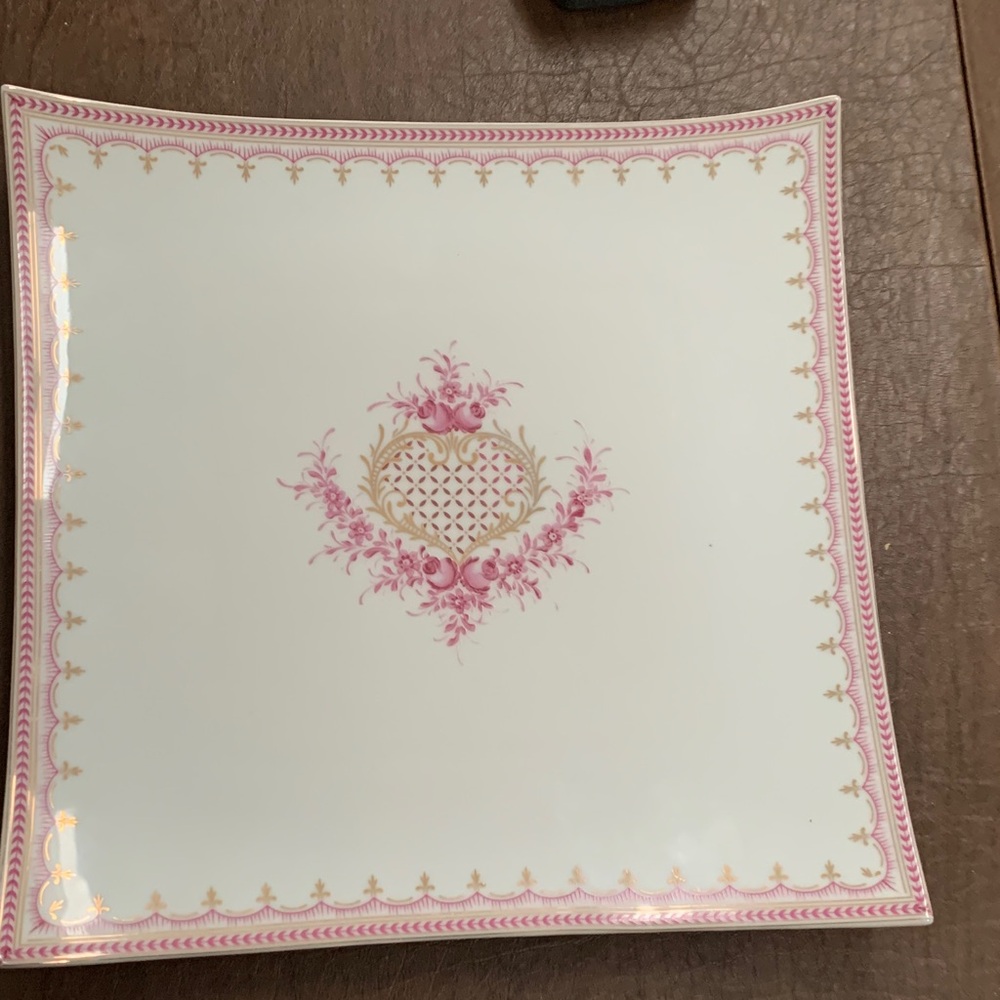 Elegant Pink and Gold Square Plate